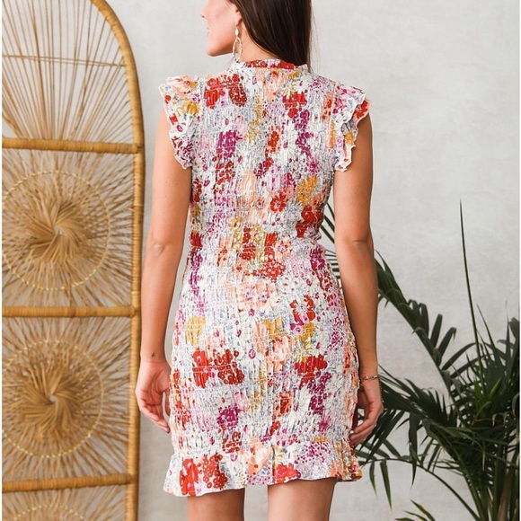 Liberty love multi color floral smocked dress size large - Picture 7 of 13